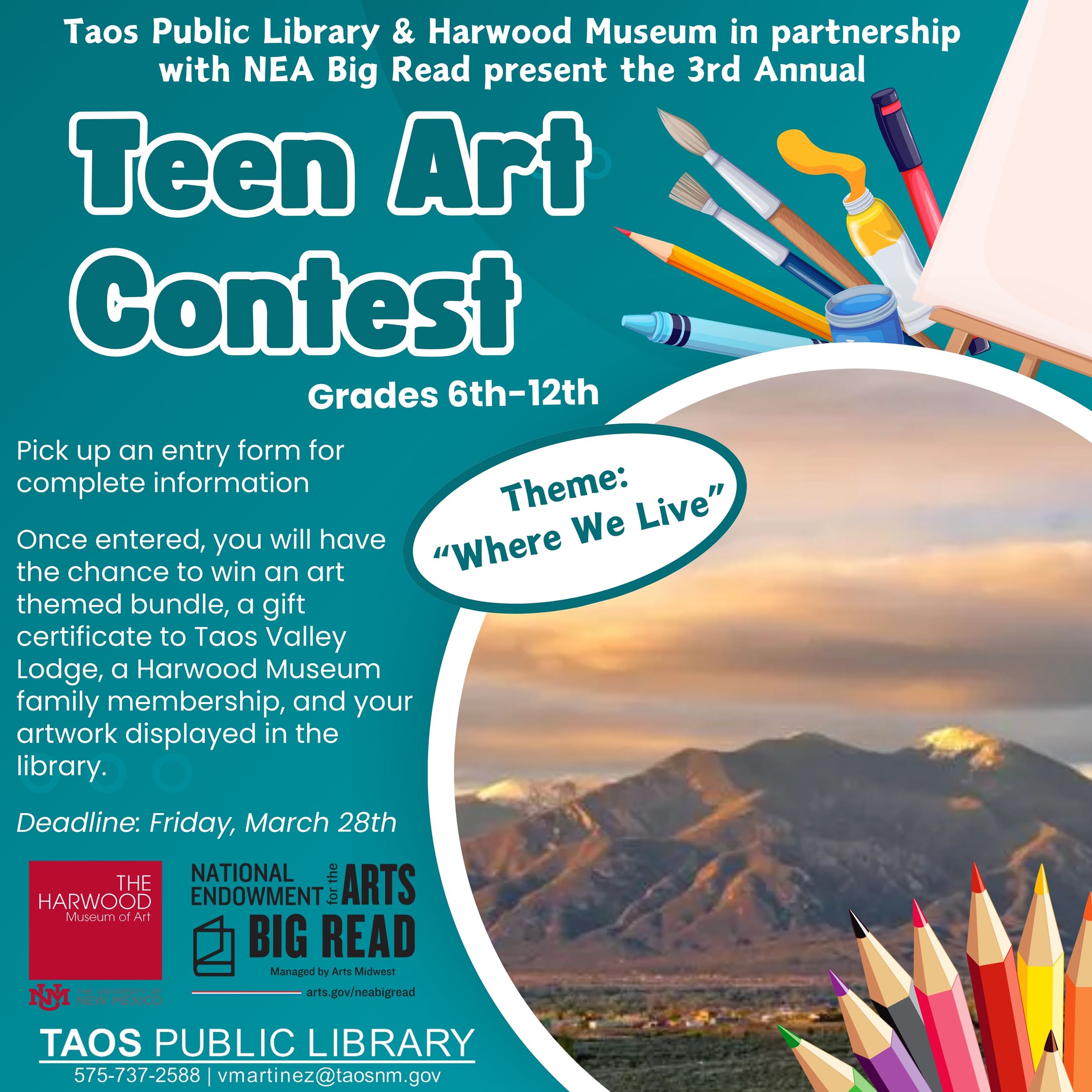 Teen Art Contest 2025 Flyer
