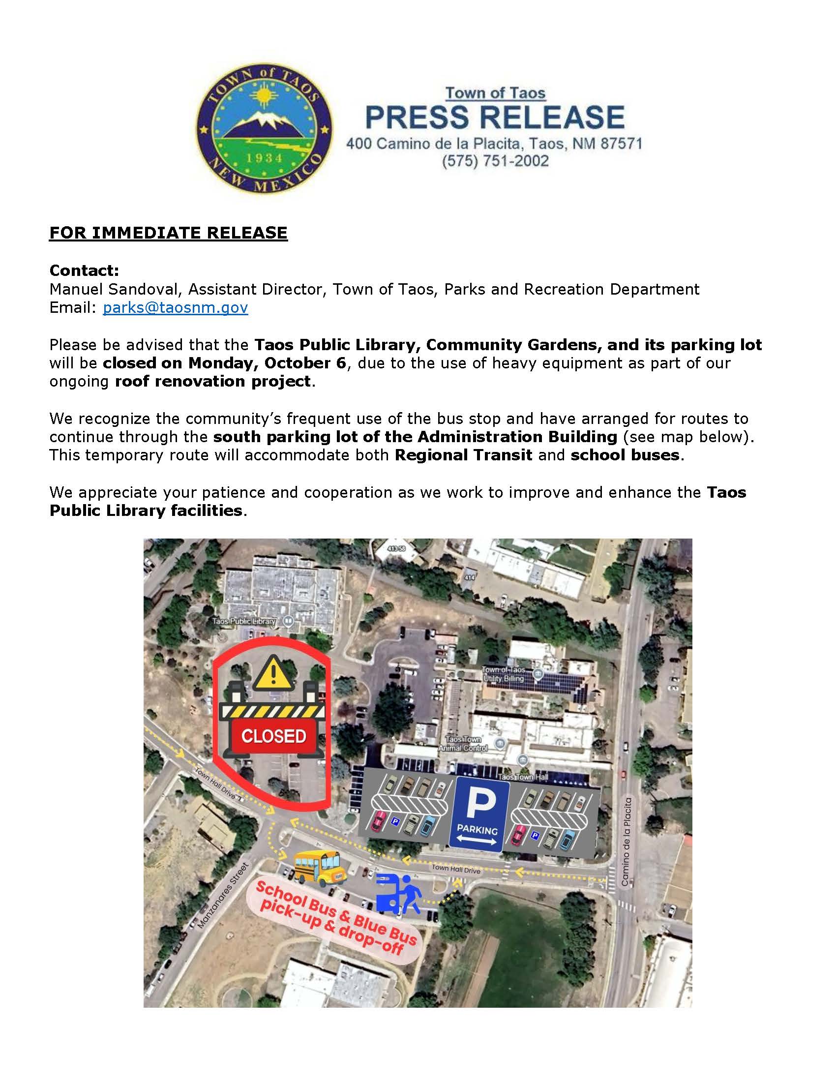 Taos Public Library - Parking Lot OCT 2